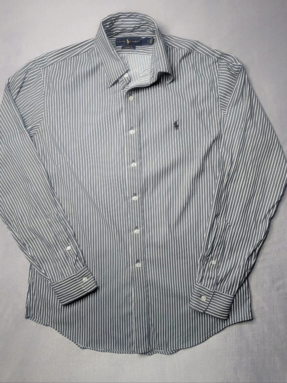 Ralph Lauren Womens Classic Fit Performance Striped Button Down Grey&white  SZ S